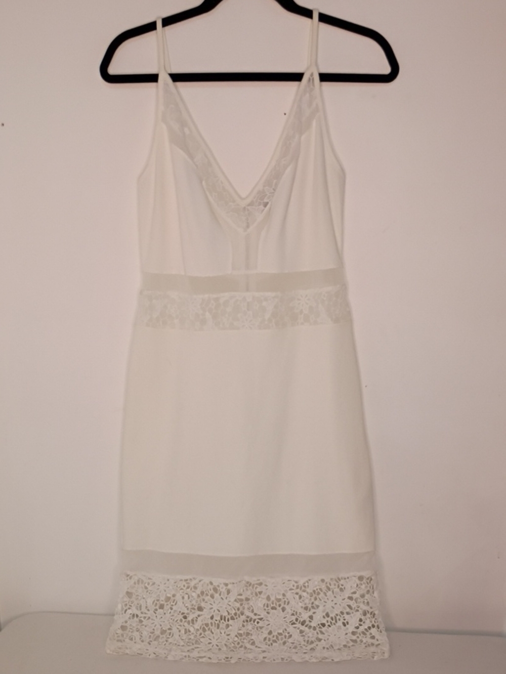 White Lace Trim Slip Light Knit Dress - Women's‎ Summer Beach Intimates